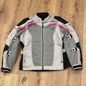 Women's Gray and Pink Sedici Motorcycle Jacket